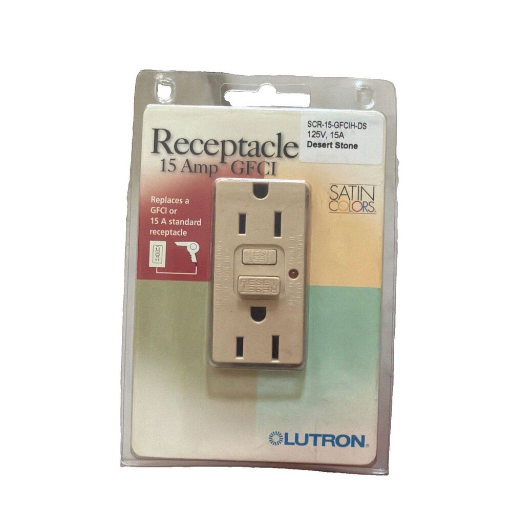 New Lutron Receptacle Outlet 15A Model SCR-15-GFCIH-DS125V,15A In Desert Stone